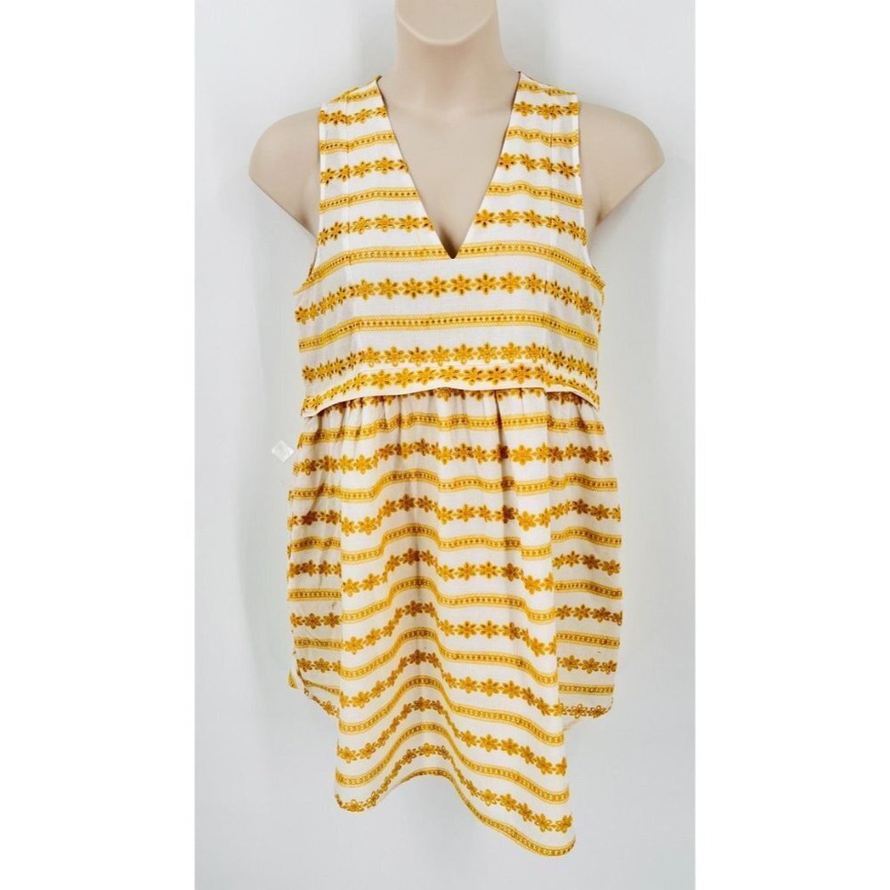 dRA Los Angeles Athena Dress Floral Eyelet Size L Lined Pockets V Neck